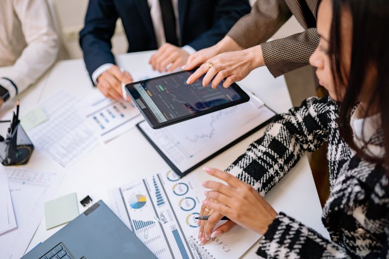 Business team reviewing a technology strategy