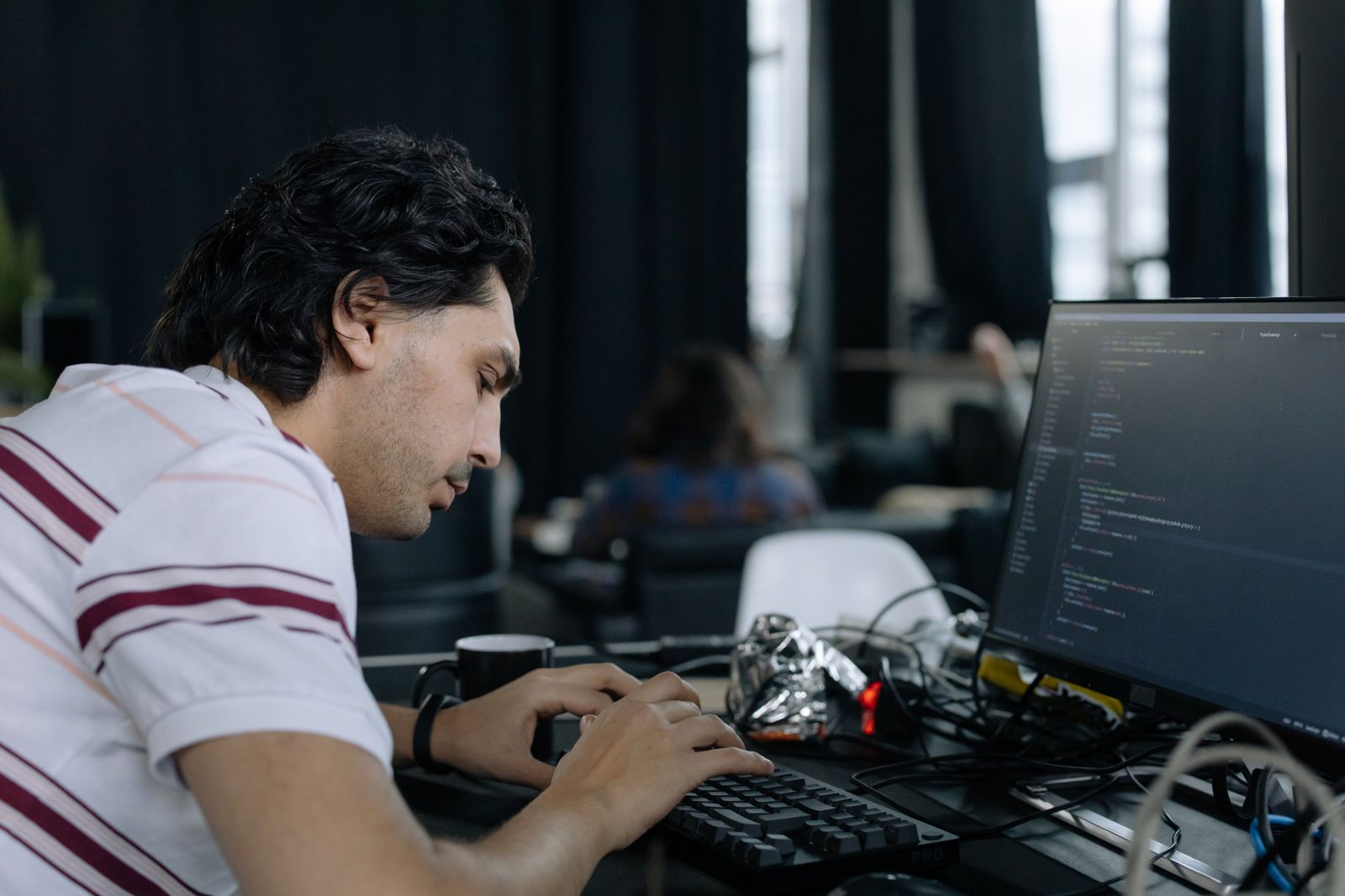 Software engineer working at a modern workstation